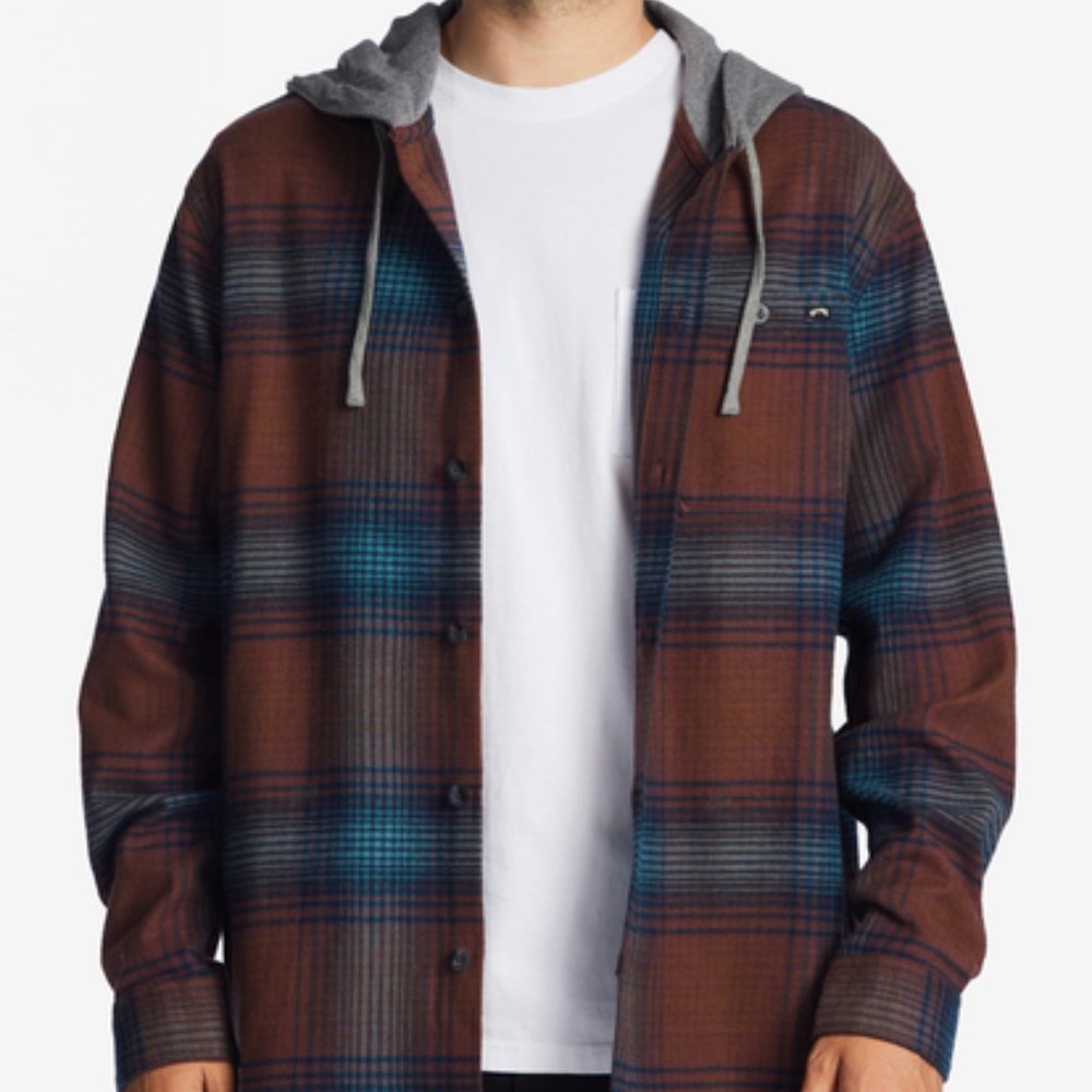 NEW Billabong Baja Hooded Flannel Long Sleeve Shirt Hoodie Men's Medium